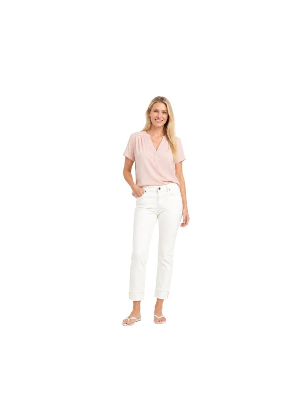 New Nine West Size 4 Gramercy Crop Jeans Slim Fit White Soft Twill Fray Cuff
